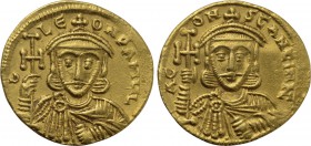 CONSTANTINE V COPRONYMUS with LEO III (741-775). GOLD Solidus. Constantinople.