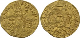 HOLY ROMAN EMPIRE. Rudolf II (1576-1612). GOLD Ducat (1593). Praha.