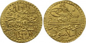 OTTOMAN EMPIRE. Selim III (AH 1203-1222 / 1789-1807 AD). GOLD 1/2 Zeri Mahbub. Misr (Cairo) mint. Dated AD 1203//5 (1793 AD).