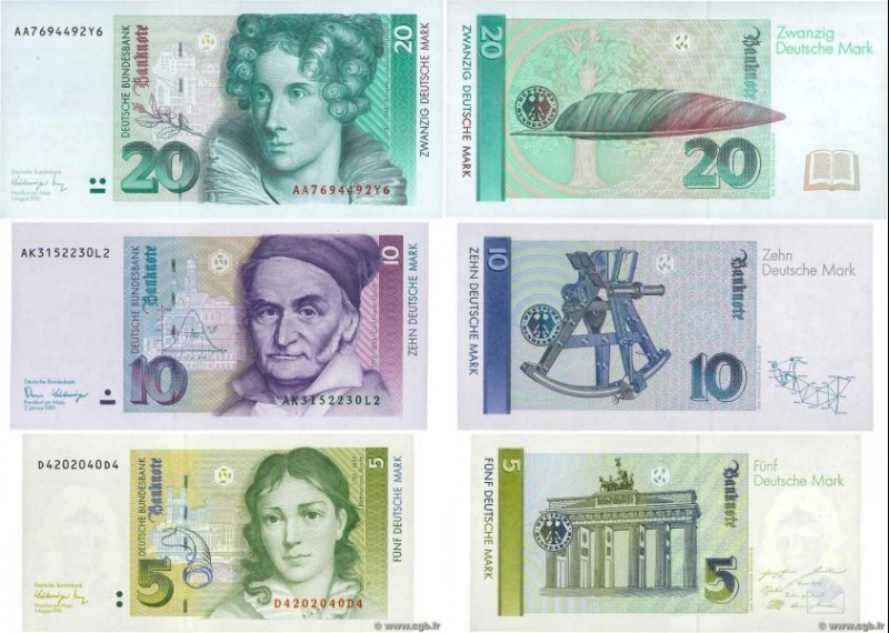 Country : GERMAN FEDERAL REPUBLIC 
Face Value : 5, 10 et 20 Deutsche Mark Lot 
D...