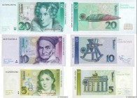 Country : GERMAN FEDERAL REPUBLIC 
Face Value : 5, 10 et 20 Deutsche Mark Lot 
Date : 1989-1991 
Period/Province/Bank : Deutsche Bundesbank 
Catalogue...