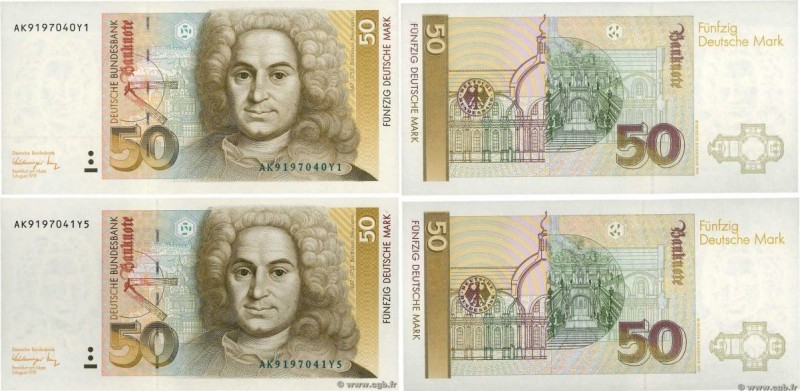 Country : GERMAN FEDERAL REPUBLIC 
Face Value : 50 Deutsche Mark Consécutifs 
Da...