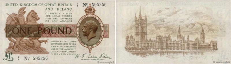 Country : ENGLAND 
Face Value : 1 Pound 
Date : (1919) 
Period/Province/Bank : T...