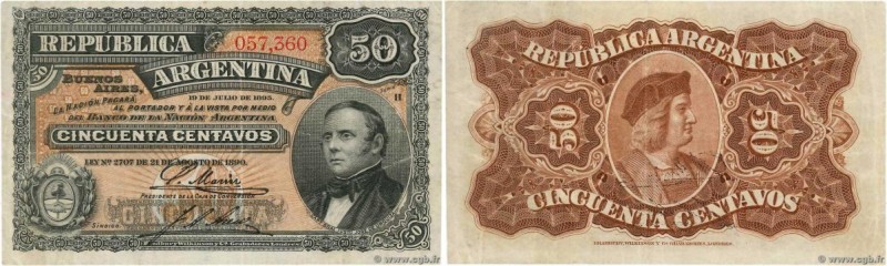 Country : ARGENTINA 
Face Value : 50 Centavos 
Date : 19 juillet 1895 
Period/Pr...