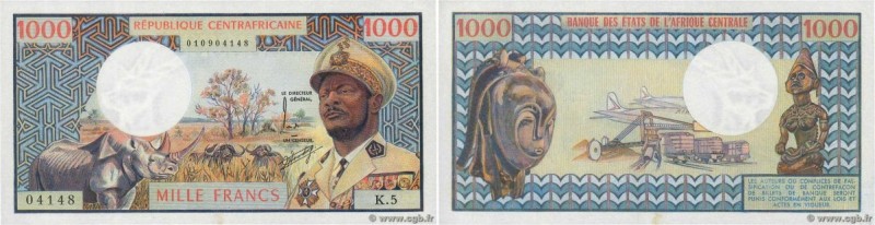 Country : CENTRAL AFRICAN REPUBLIC 
Face Value : 1000 Francs 
Date : (1974) 
Per...