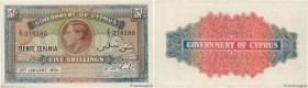 Country : CYPRUS 
Face Value : 5 Shillings 
Date : 31 janvier 1950 
Period/Province/Bank : Government of Cyprus 
Catalogue reference : P.22 
Alphabet ...