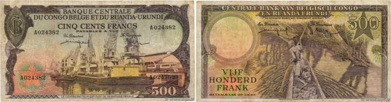 Country : BELGIAN CONGO 
Face Value : 500 Francs 
Date : 01 septembre 1957 
Peri...