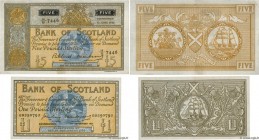 Country : SCOTLAND 
Face Value : 1 et 5 Pounds Lot 
Date : 1955-1958 
Period/Province/Bank : Bank of Scotland 
Catalogue reference : P.100b et P.101b ...