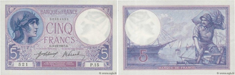 Country : FRANCE 
Face Value : 5 Francs VIOLET 
Date : 03 décembre 1917 
Period/...