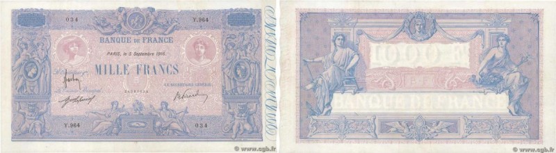 Country : FRANCE 
Face Value : 1000 Francs BLEU ET ROSE 
Date : 05 septembre 191...