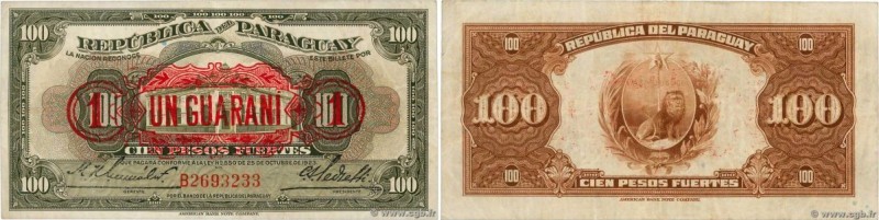 Country : PARAGUAY 
Face Value : 1 Guarani sur 100 Pesos 
Date : (1943) 
Period/...