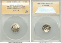 BRITAIN. Durotriges. Ca. 65 BC-AD 45. AV stater (18mm, 9h). ANACS VF 25. Uninscribed Chute-Cheriton transitional type, ca. 65-58 BC. Abstracted head o...