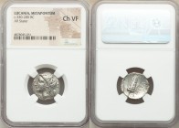 LUCANIA. Metapontum. Ca. 330-280 BC. AR stater (19mm, 1h). NGC VF. Ly-, magistrate. Head of Demeter left, wreathed with grain, wearing triple pendant ...