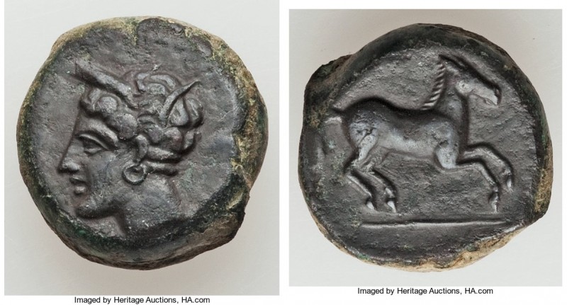 SICILY. Siculo-Punic. Ca. 3rd century BC. AE unit (17mm, 7.27 gm, 9h). Choice VF...