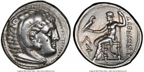 MACEDONIAN KINGDOM. Alexander III the Great (336-323 BC). AR tetradrachm (28mm, 17.04 gm, 12h). NGC Choice XF 5/5 - 3/5, flan flaw. Posthumous issue o...