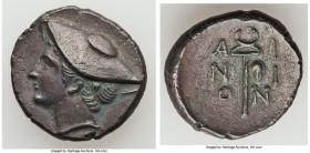 THRACE. Aenus. Ca. 280-200 BC. AE (21mm, 6.18 gm, 11h). XF. Head of Hermes left, wearing petasus / A-I/N-I/O-N, caduceus upright; grape bunch to inner...