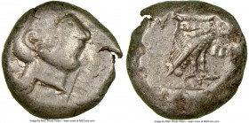 ATTICA. Athens. Ca. 510/500-480 BC. AR tetradrachm (22mm, 17.64 gm, 11h). NGC VF 2/5 - 4/5. Head of Athena right, wearing crested Attic helmet, the cr...
