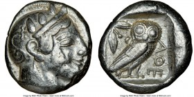 ATTICA. Athens. Ca. 465-455 BC. AR tetradrachm (22mm, 17.19 gm, 4h). NGC VF 4/5 - 4/5. Head of Athena right, wearing crested Attic helmet ornamented w...