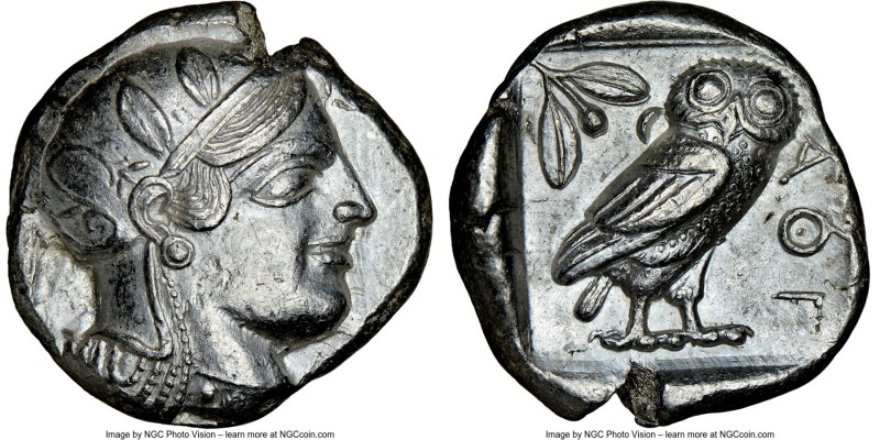 ATTICA. Athens. Ca. 455-440 BC. AR tetradrachm (24mm, 17.18 gm, 5h). NGC AU 5/5 ...