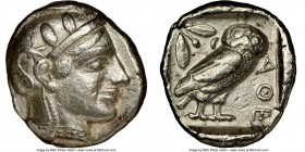 ATTICA. Athens. Ca. 455-440 BC. AR tetradrachm (24mm, 17.18 gm, 7h). NGC XF 5/5 - 3/5, brushed. Early transitional issue. Head of Athena right, wearin...