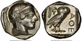ATTICA. Athens. Ca. 440-404 BC. AR tetradrachm (26mm, 17.20 gm, 5h). NGC MS 4/5 - 4/5. Mid-mass coinage issue. Head of Athena right, wearing crested A...