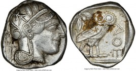 ATTICA. Athens. Ca. 440-404 BC. AR tetradrachm (25mm, 17.20 gm, 7h). NGC Choice AU 4/5 - 3/5. Mid-mass coinage issue. Head of Athena right, wearing cr...