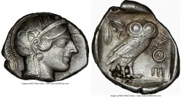 ATTICA. Athens. Ca. 440-404 BC. AR tetradrachm (26mm, 17.20 gm, 5h). NGC AU 5/5 - 4/5. Mid-mass coinage issue. Head of Athena right, wearing crested A...