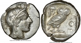 ATTICA. Athens. Ca. 440-404 BC. AR tetradrachm (25mm, 17.17 gm, 5h). NGC AU 5/5 - 4/5, brushed. Mid-mass coinage issue. Head of Athena right, wearing ...