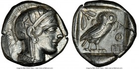 ATTICA. Athens. Ca. 440-404 BC. AR tetradrachm (25mm, 17.17 gm, 11h). NGC Choice XF 5/5 - 4/5. Mid-mass coinage issue. Head of Athena right, wearing c...