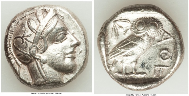 ATTICA. Athens. Ca. 440-404 BC. AR tetradrachm (24mm, 17.15 gm, 7h). XF. Mid-mas...