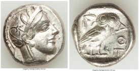 ATTICA. Athens. Ca. 440-404 BC. AR tetradrachm (24mm, 17.15 gm, 7h). XF. Mid-mass coinage issue. Head of Athena right, wearing crested Attic helmet or...