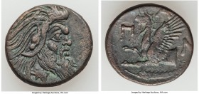 CIMMERIAN BOSPORUS. Panticapaeum. 4th century BC. AE (21mm, 6.74 gm, 1h). XF. Head of bearded Pan right / Π-A-N, forepart of griffin left, sturgeon le...