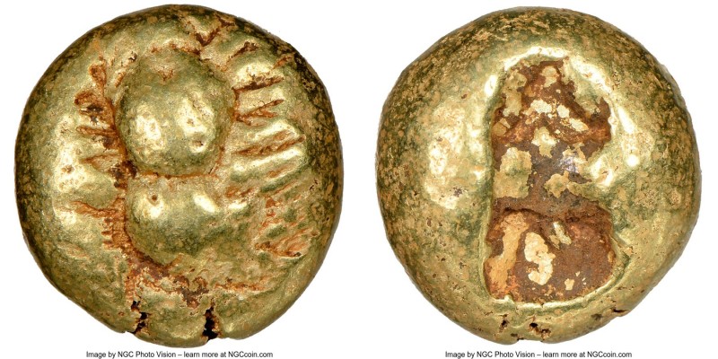 IONIA. Ephesus. Ca. 600-550 BC. EL third-stater or trite (12mm, 4.66 gm). NGC Ch...