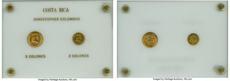 Republic Pair of Uncertified gold Colones AU, 1) 5 Colones 1899 - KM142. AGW 0.1...