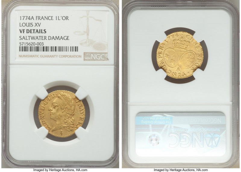 Louis XVI gold Louis d'Or 1774-A VF Details (Saltwater Damage) NGC, Paris mint, ...