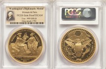 Republic gold Proof "Washington's Diplomatic Medal" (2 oz) ND (2013) Gem Proof Deep Cameo PCGS, Paris mint. TO PEACE AND COMMERCE Native American on l...