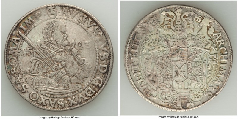 Saxony. August I Taler 1583-HB XF, Dresden mint, KM-MB208, Dav-9798. 40.3mm. 28....