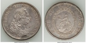 George III Bank Dollar of 5 Shillings 1804 XF (Graffiti), KM-T1, S-3766, Dav-101. 40.9mm. 27.06gm. Appears to have countermark ROWI FV in field behind...