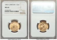 Victoria gold Sovereign 1892 MS64 NGC, KM767, S-3866C. AGW 0.2355 oz. 

HID09801242017

© 2020 Heritage Auctions | All Rights Reserve
