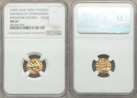 Nayakas of Chitradurga. Madakeri Nayaka gold Pagoda ND (1565-1602) MS63 NGC, Fr-381. 

HID09801242017

© 2020 Heritage Auctions | All Rights Reser...