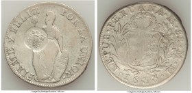 Spanish Colony. Ferdinand VII Counterstamped 8 Reales ND (1832-1834) VF (Scratch), KM83. 38.4mm. 27.40gm. Type 5 - crowned "F.7.o." counterstamp upon ...