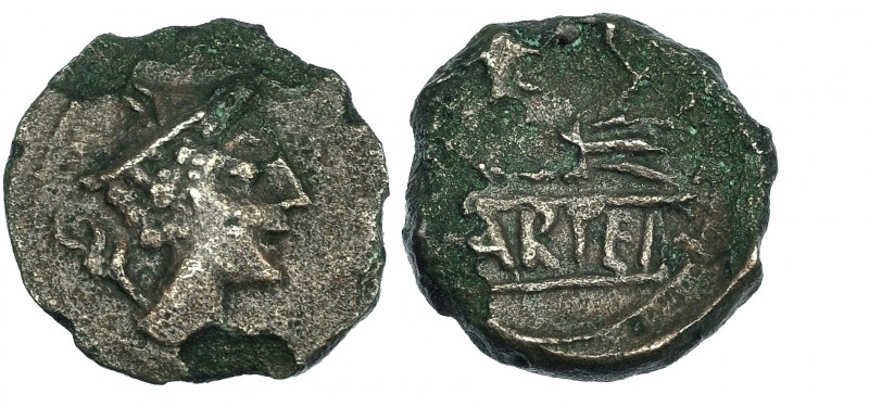 CARTEIA. Cuadrante. A/ Cabeza de Mercurio a der. con pétaso y caduceo. R/ Haz de...