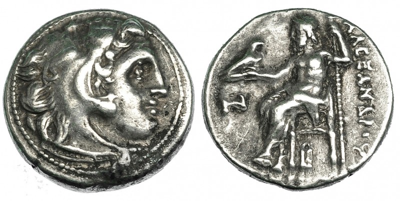 MACEDONIA. ALEJANDRO III. Dracma. Colofón (c. 323-319 a.C.). R/ Debajo del trono...