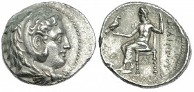 MACEDONIA. FILIPO III. Tetradracma. Babilonia (c. 323-317 a.C.). R/ Debajo del trono LY, delante de Júpiter M. Ar 16,87 g. PRC-P181. Algo descentrada....
