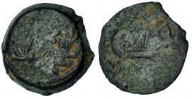 JUDEA. PONCIO PILATOS (procurador bajo Tiberio: 30-31 d.C.). Prutah. A/ Lituus. R/ LIZ (17) rodeado de láurea. SGI-5623. BC.