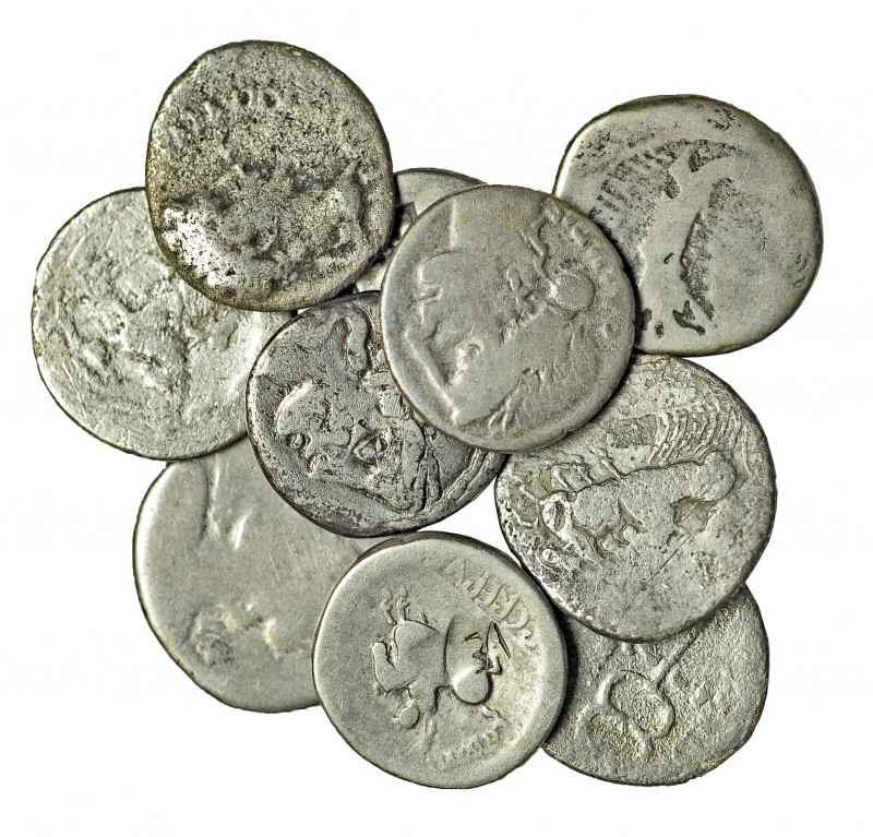 Lote 10 piezas: 8 denarios de República, 1 denario de Marco Antonio y 1 denario ...