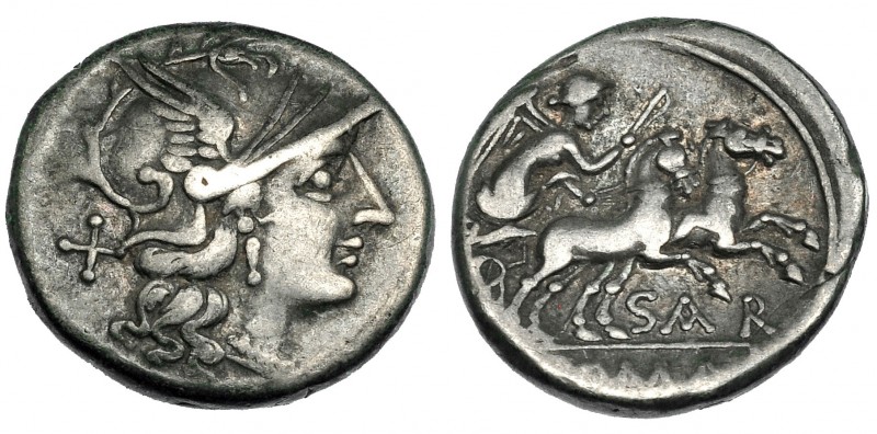 ATILIA. Denario. Roma (155 a.C.). R/ Debajo de la biga SAR. FFC-171. Craw-199.1a...