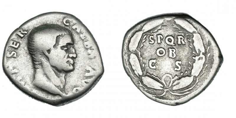 GALBA. Denario. Roma (68-69). R/ Corona de roble rodeando SPQR/OB/ C S. RIC-167....