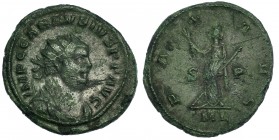 CARAUSIO. Antoniniano. Londinium (286-293). R/ Pax a izq. con rama de olivo y cetro; en campo S-P, exergo ML. RIC-98. Pequeñas marcas. Pátina verde. M...