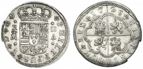 2 reales 1725, invertido. Madrid A. VI-637. Rebaba en canto. EBC/EBC-.
